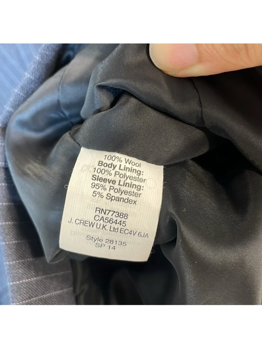 NEW! J. Crew 1035 Super 120’S Two Button Pinstripe Wool Blazer. 0.